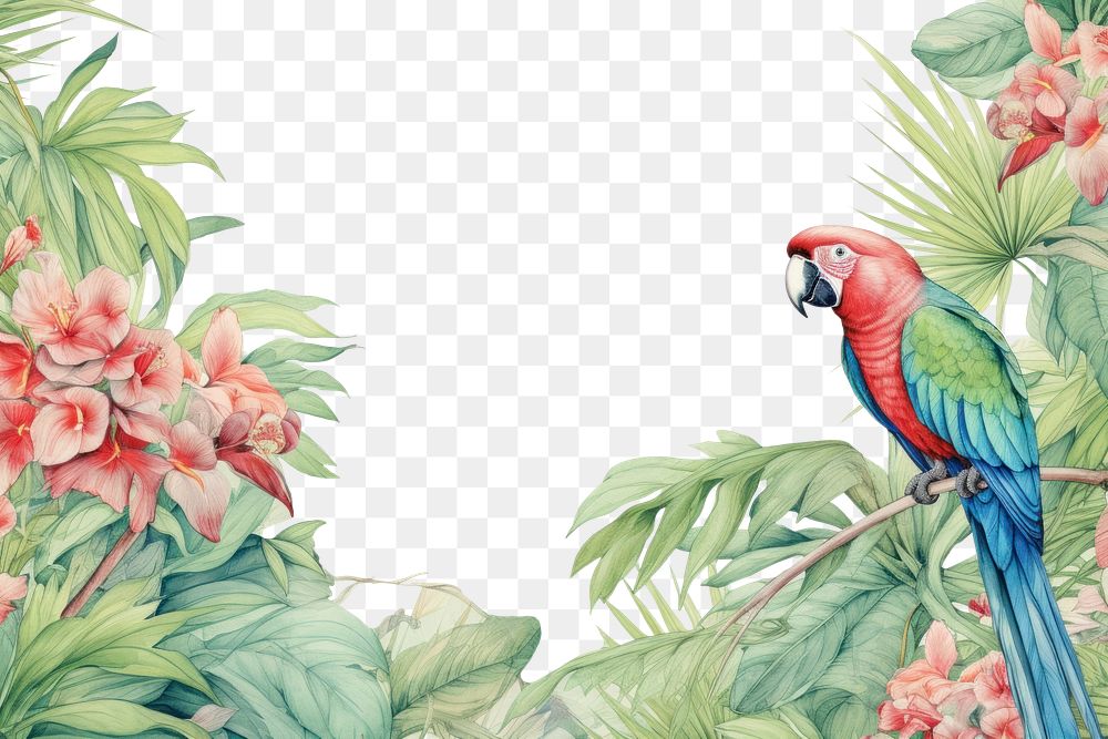 PNG  Parrots plant bird outdoors. AI generated Image by rawpixel.