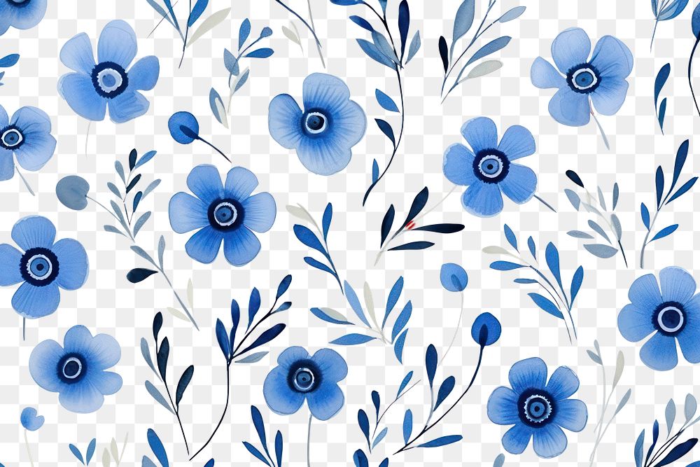 PNG Blue flower pattern backgrounds plant. AI generated Image by rawpixel.