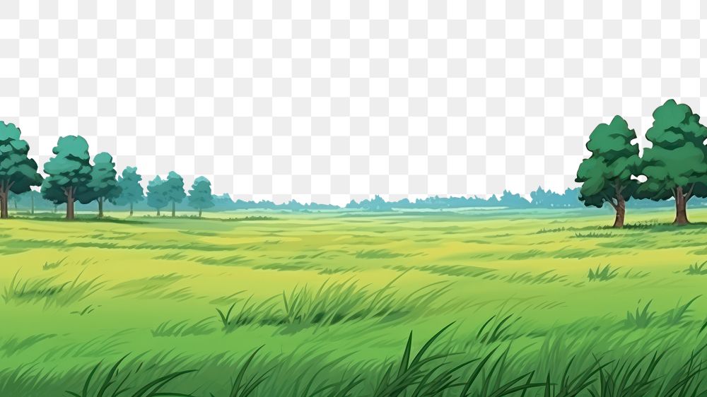 PNG  Green field landscape backgrounds grassland. .