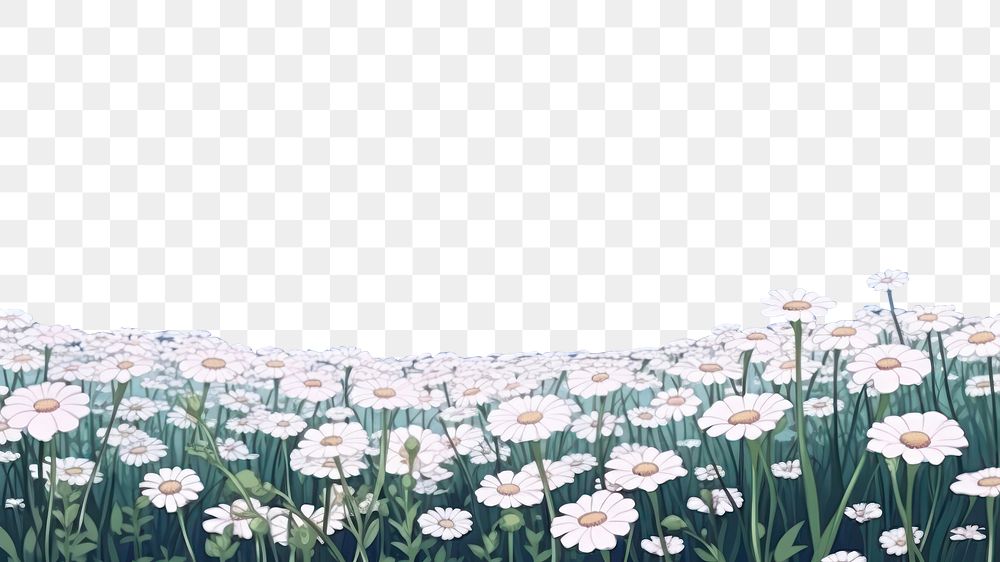 PNG white flower field landscape sky backgrounds. AI generated Image by rawpixel.