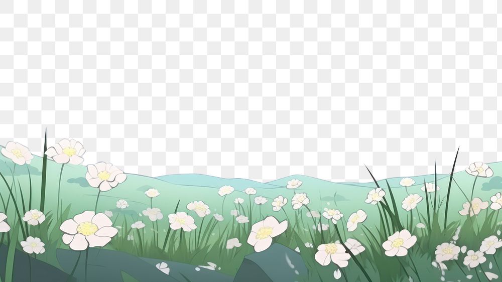 PNG  White flower field sky backgrounds landscape. AI generated Image by rawpixel.