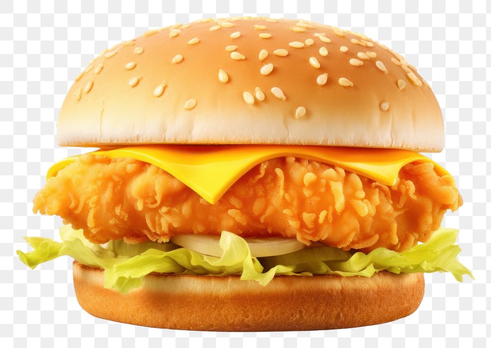 PNG Fired fish burger cheese food white background. AI generated Image by rawpixel.
