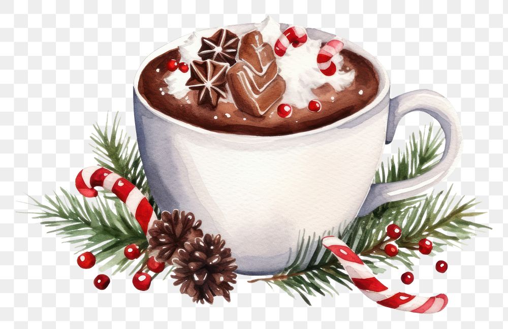 PNG Hot chocolate cup christmas dessert. 