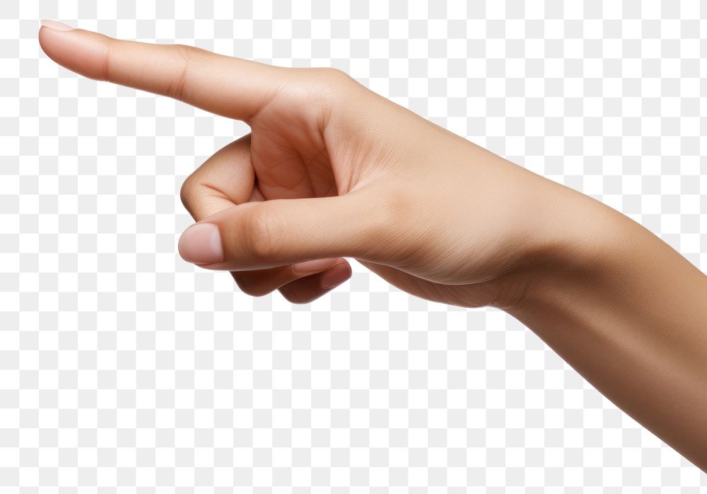 PNG  Hand pointing finger white background