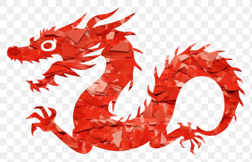 PNG Chinese dragon paper red representation. AI generated Image by rawpixel.