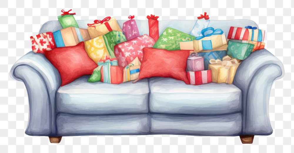 PNG Furniture christmas cushion sofa. AI generated Image by rawpixel.