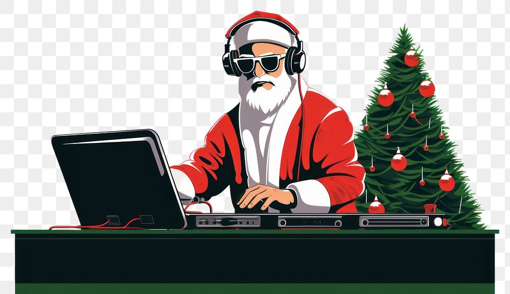 PNG DJ Santa Claus djing headphones christmas computer