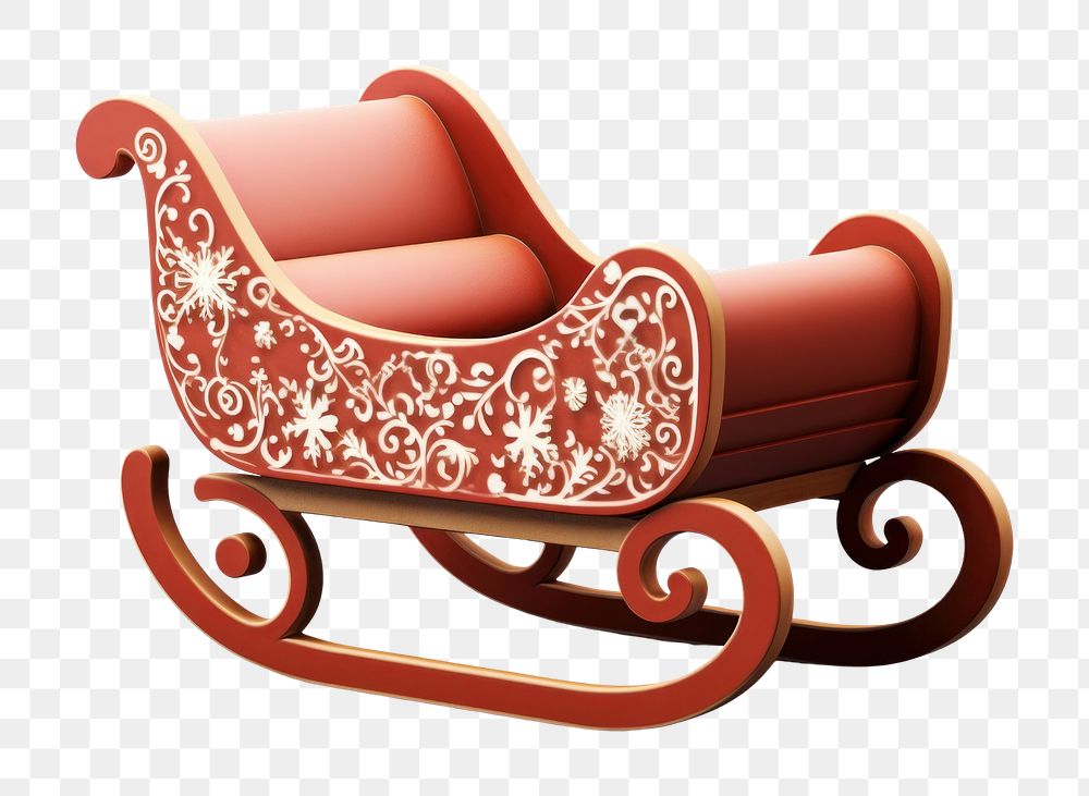 PNG Christmas Sleigh furniture white background decoration. AI generated Image by rawpixel.