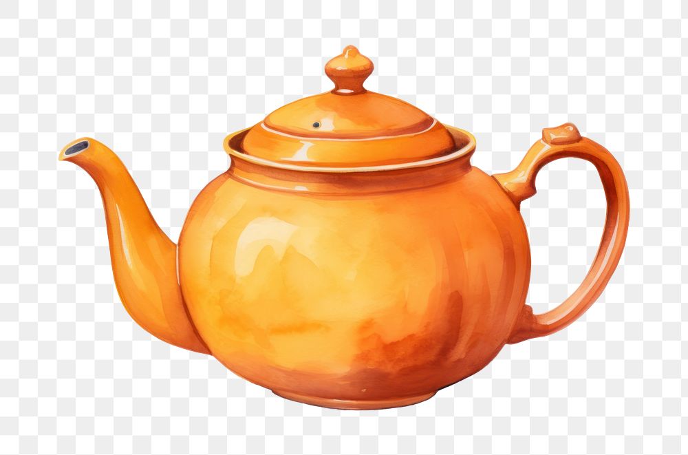 PNG Teapot white background orange color refreshment. AI generated Image by rawpixel.