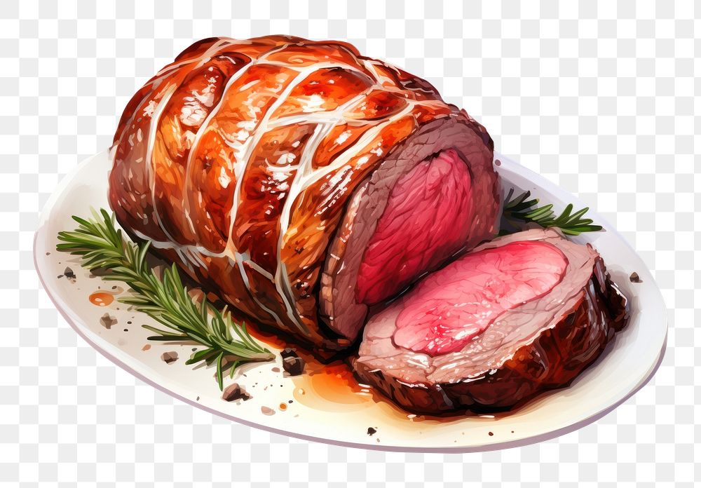 PNG  Christmas beef wellington plate meat food. AI generated Image by rawpixel.