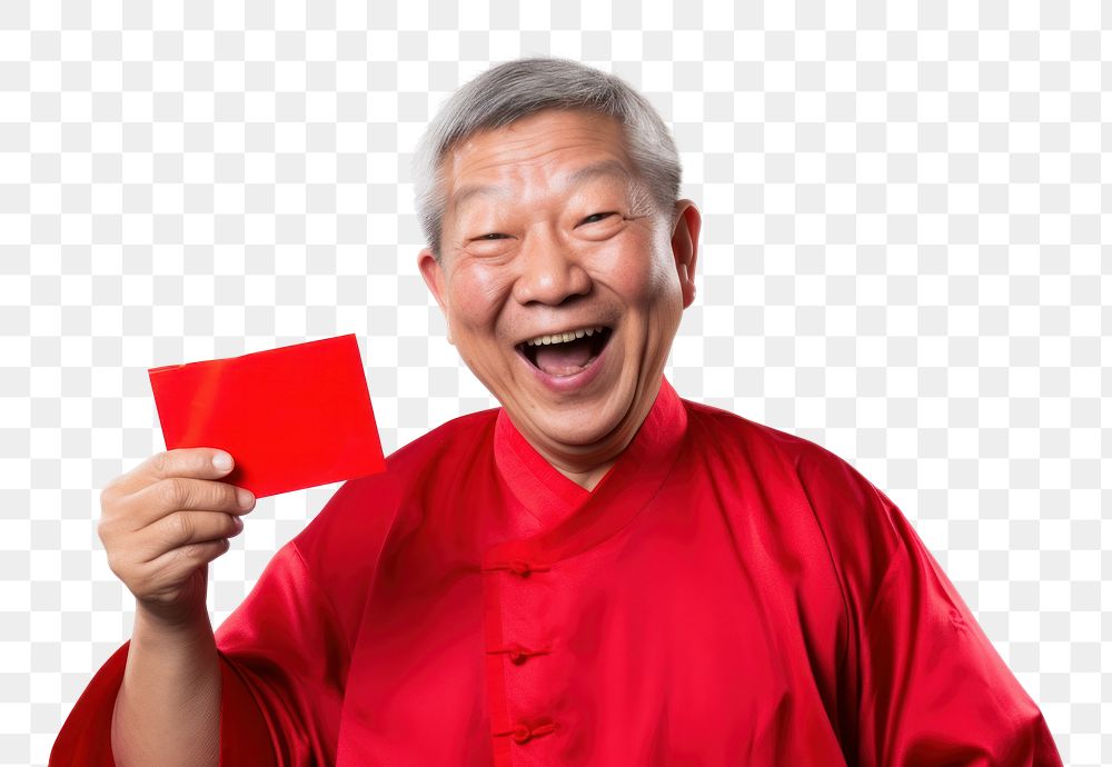 PNG Red envelope laughing portrait holding. AI generated Image by rawpixel.