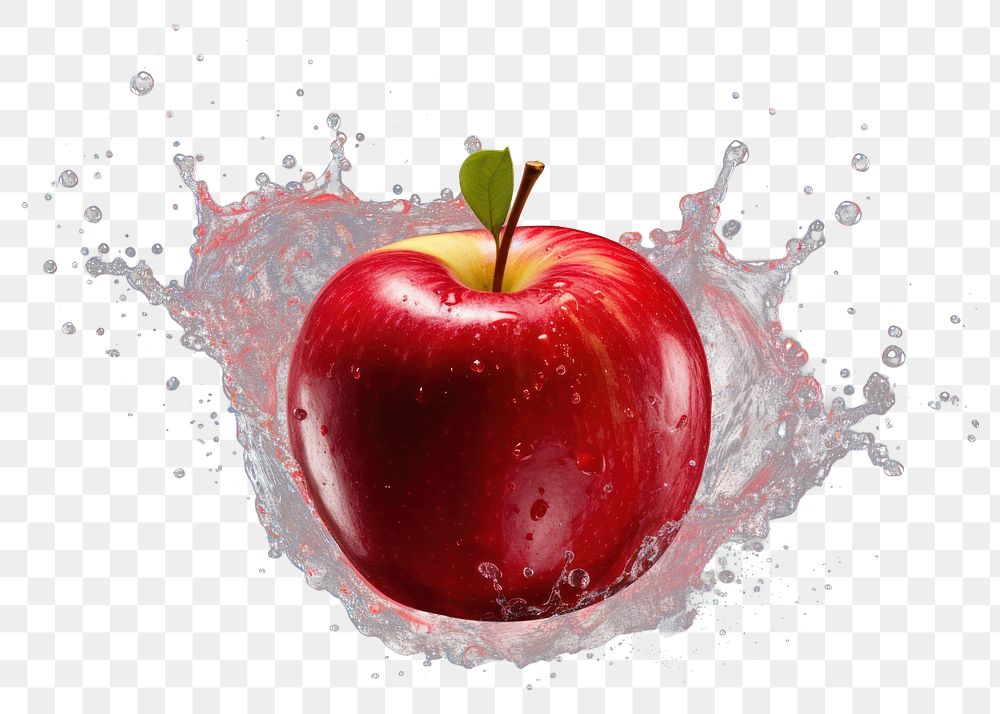 PNG Red apple splashing fruit plant. AI generated Image by rawpixel.