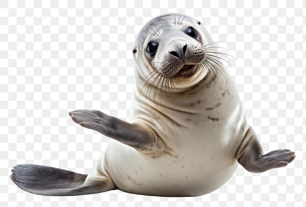 Seal Waving animal mammal white background. 