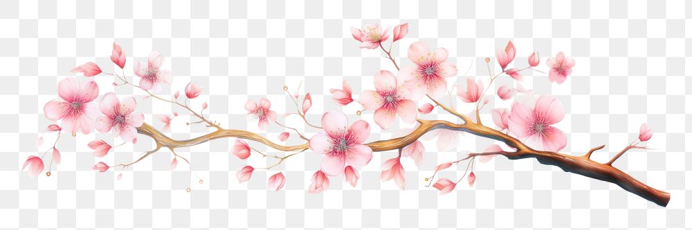 PNG Cherry blossom flower plant white background
