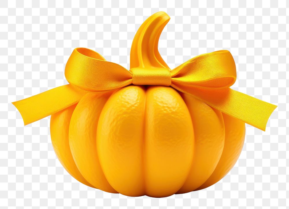 PNG Yellow pumpkin vegetable ribbon plant. AI generated Image by rawpixel.