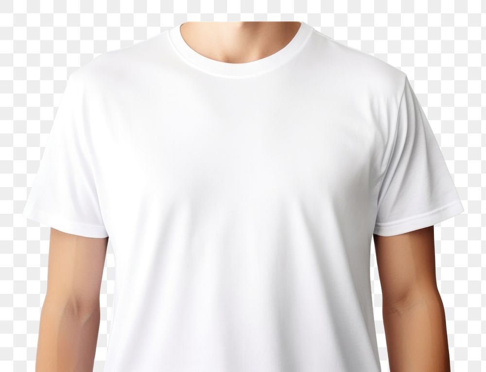 PNG  White t-shirt sleeve white background midsection. AI generated Image by rawpixel.