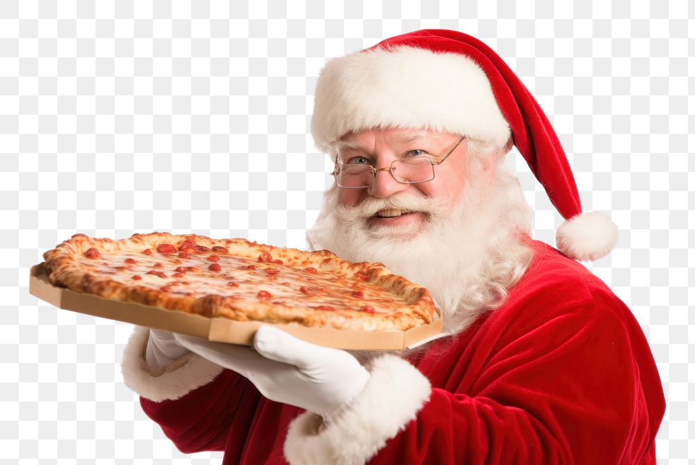 PNG  Santa holding pizza christmas adult food. AI generated Image by rawpixel.