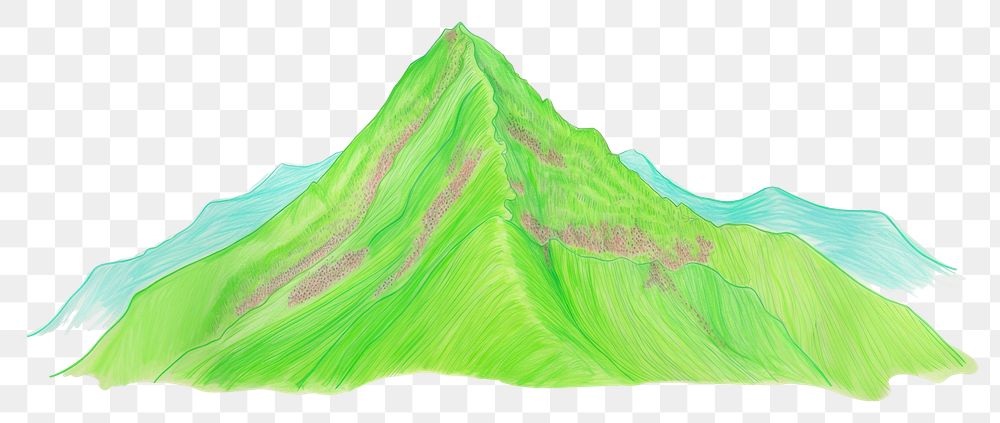 PNG Green mountain drawing nature land. AI generated Image by rawpixel.
