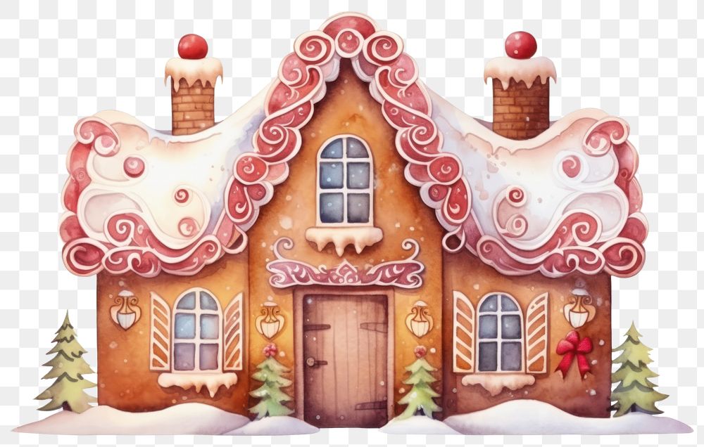 PNG  Ginger bread house gingerbread dessert food. AI generated Image by rawpixel.
