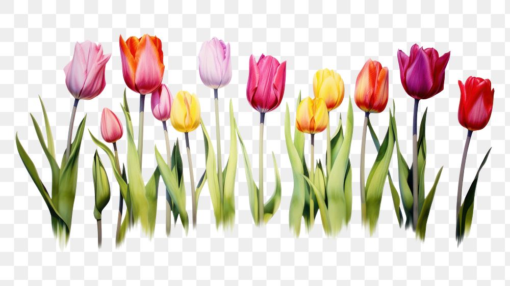 PNG  Tulips flower plant white background. AI generated Image by rawpixel.