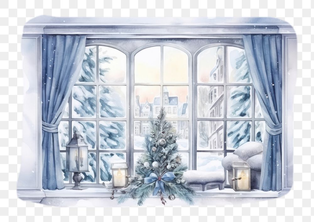 PNG Christmas window winter architecture. AI generated Image by rawpixel.
