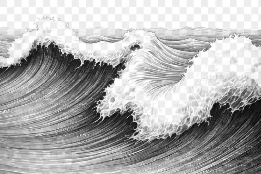 PNG Ocean waves drawing nature sea. AI generated Image by rawpixel.
