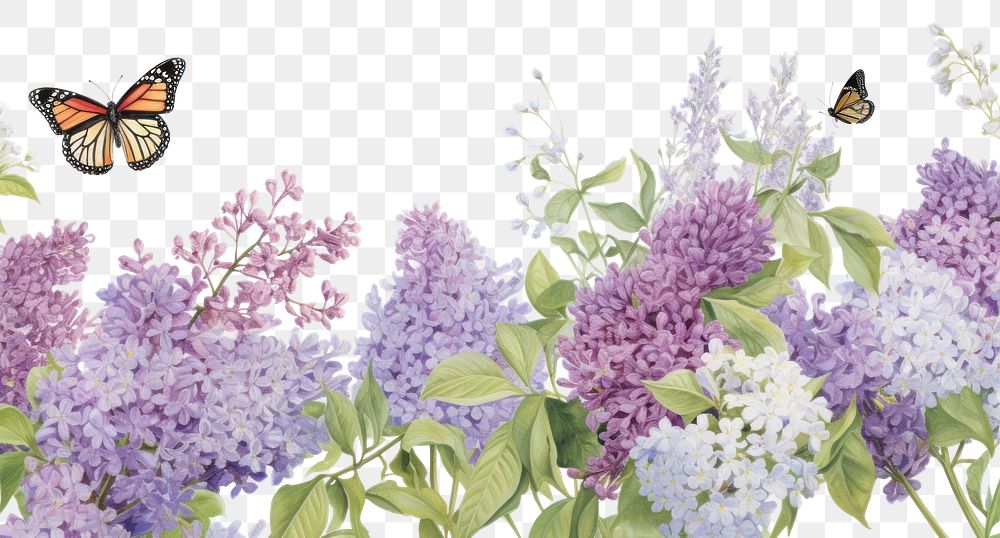 PNG  Violet lilacs butterfly blossom flower