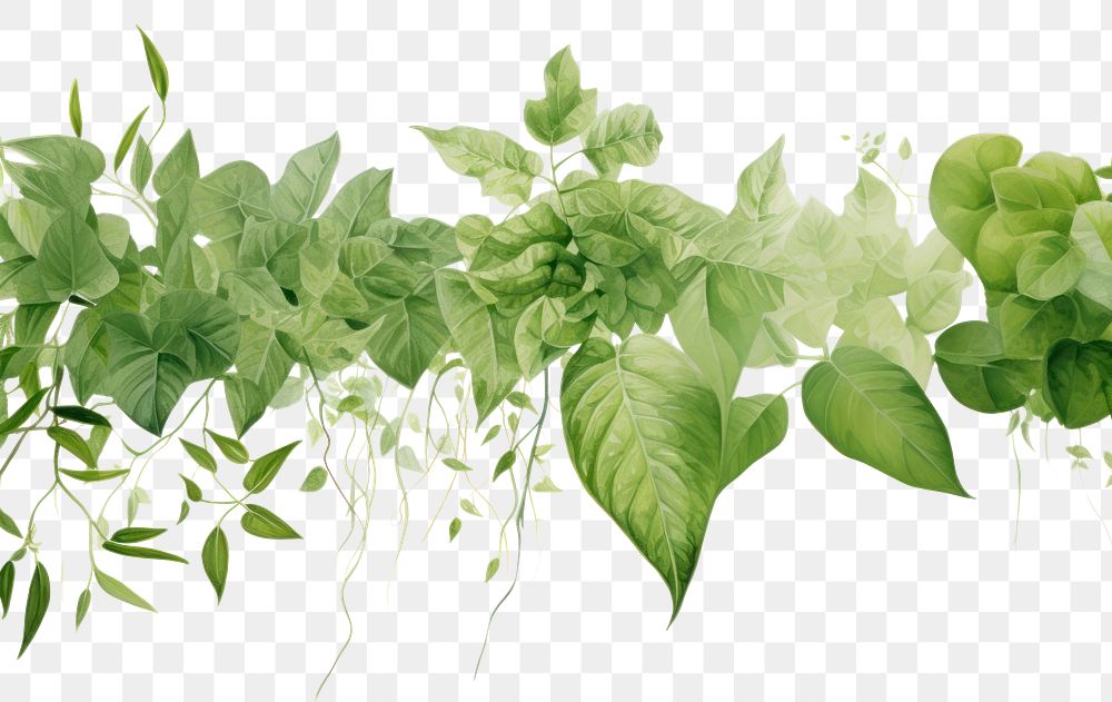 PNG  Green leaves plant herbs leaf. AI generated Image by rawpixel.