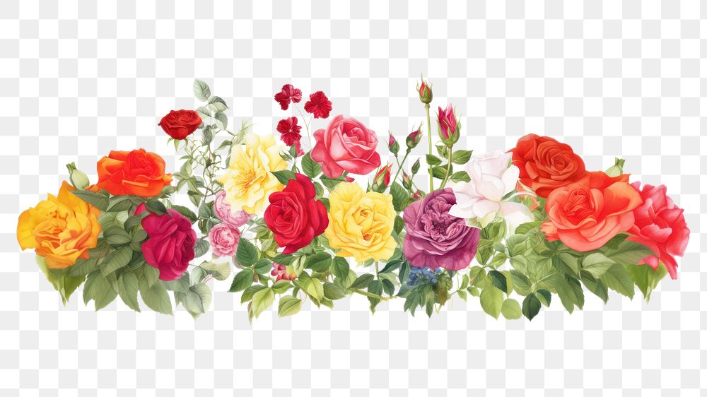 PNG  Roses garden pattern drawing flower. AI generated Image by rawpixel.