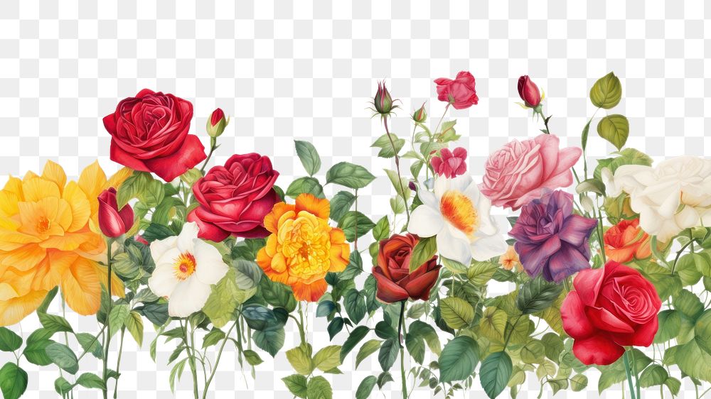 PNG  Roses garden flower plant petal. AI generated Image by rawpixel.