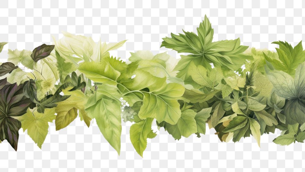PNG  Summer leaves plant green herbs. AI generated Image by rawpixel.