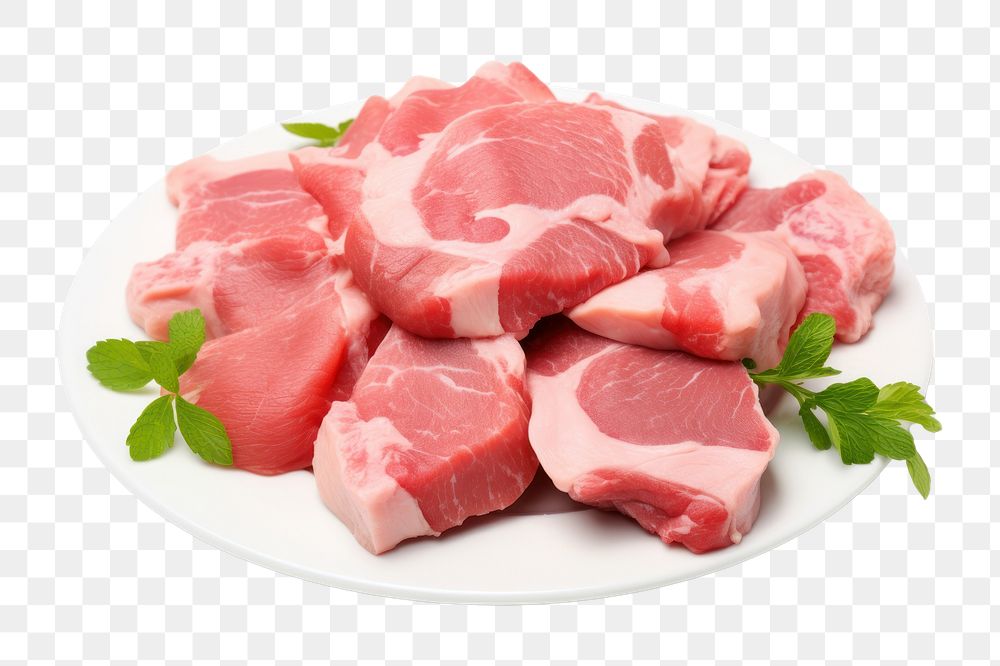 PNG  Raw pork pieces meat beef food. AI generated Image by rawpixel.