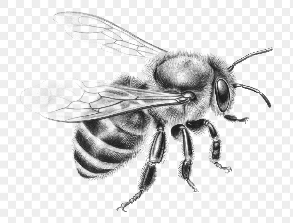 PNG Bee drawing animal insect. AI generated Image by rawpixel.