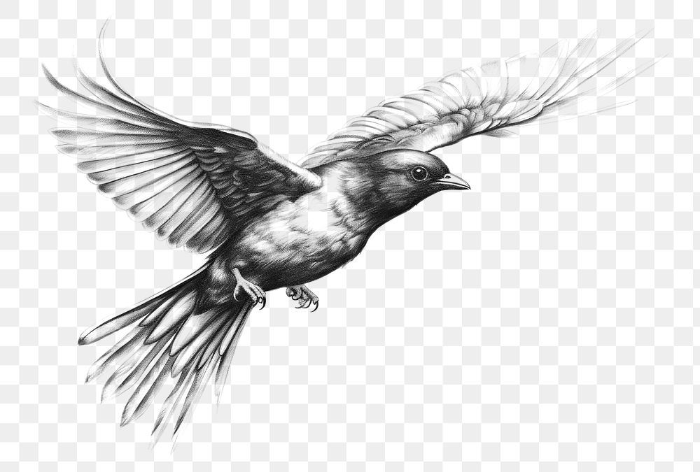 PNG Flying bird drawing sketch animal. AI generated Image by rawpixel.