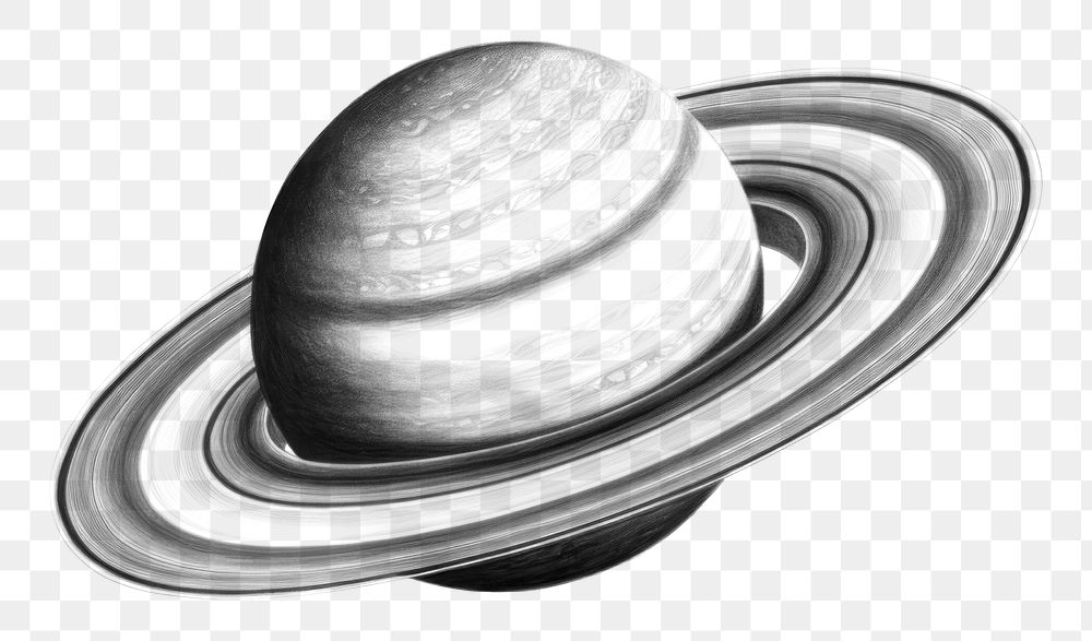 PNG Saturn space monochrome astronomy. AI generated Image by rawpixel.