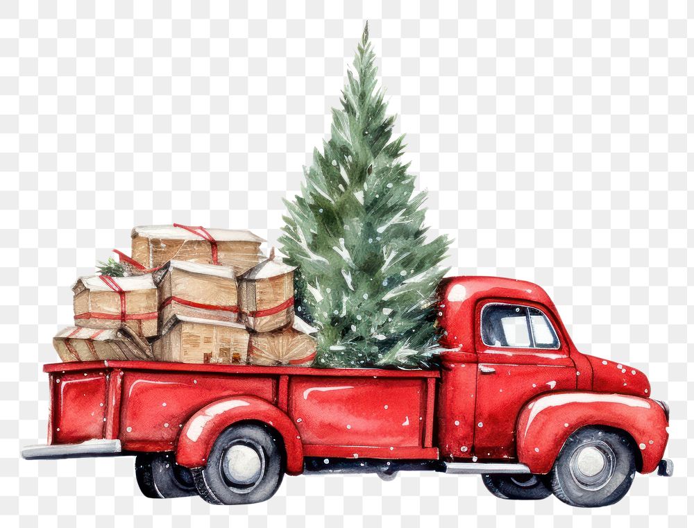 PNG Red truck christmas tree vehicle