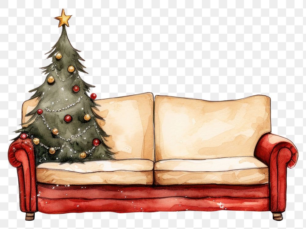 PNG  Christmas furniture paper sofa. AI generated Image by rawpixel.
