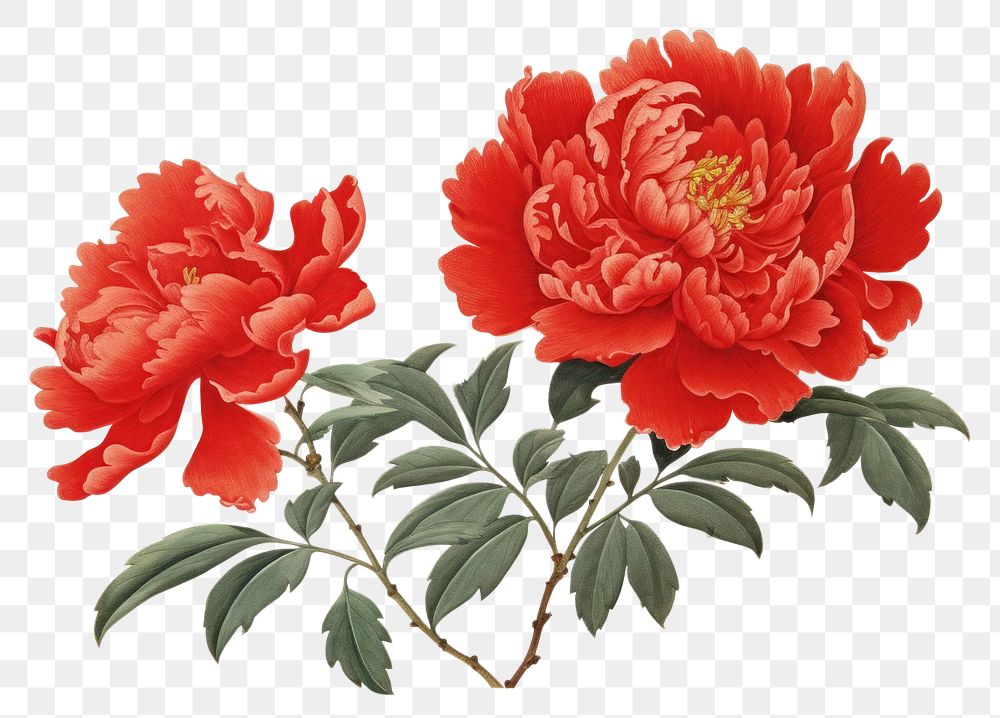 PNG  A red chinese Peony flower plant peony