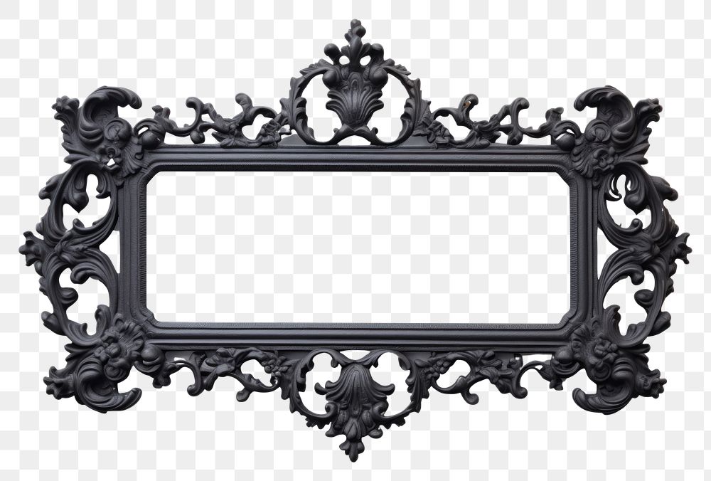 PNG  Rectangle black Rococo mirror frame photo. AI generated Image by rawpixel.
