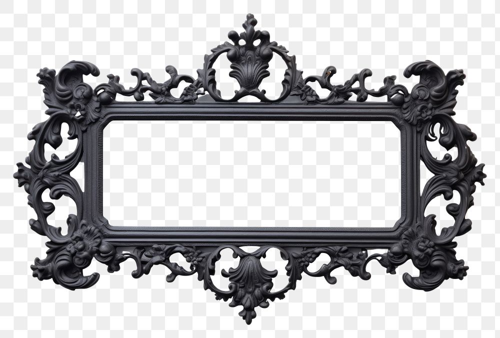 PNG Rectangle black Rococo mirror frame photo. 