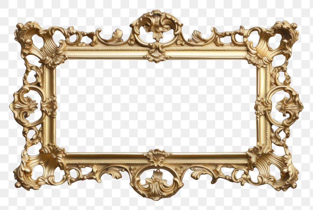 PNG  Rectangle gold Rococo rectangle frame photo. AI generated Image by rawpixel.