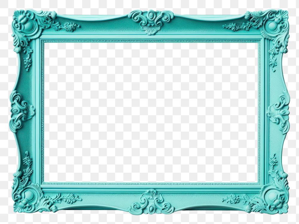PNG  Turquoise frame turquoise white background rectangle. AI generated Image by rawpixel.