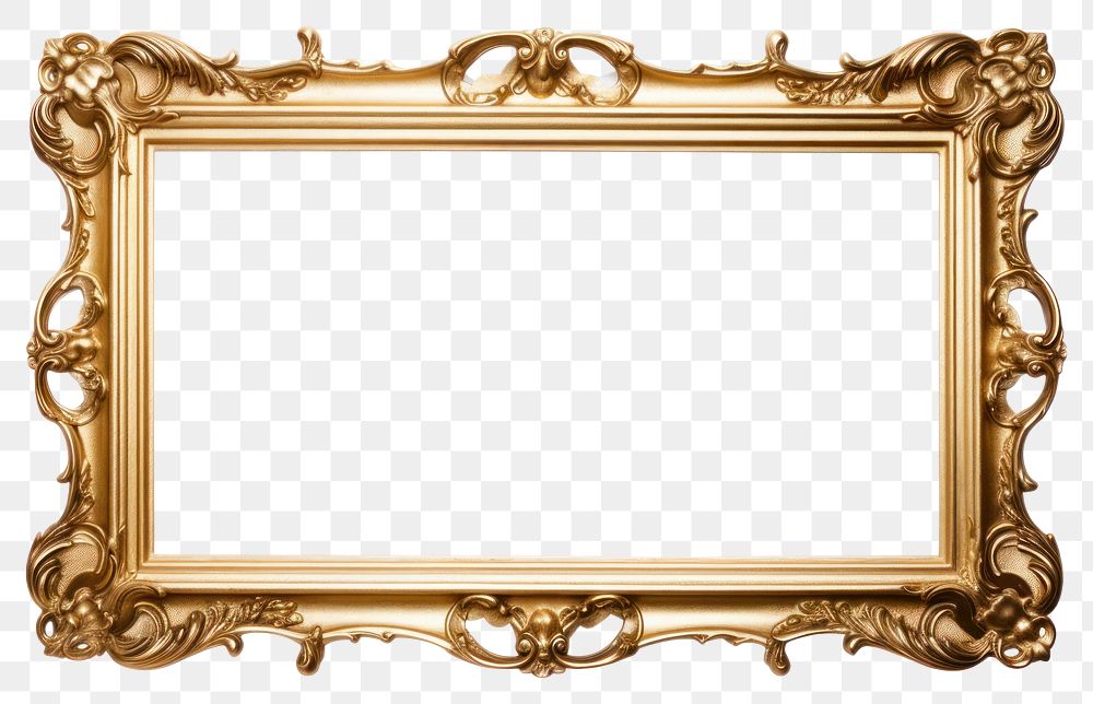 PNG  Botanical gold frame vintage white background architecture rectangle. AI generated Image by rawpixel.