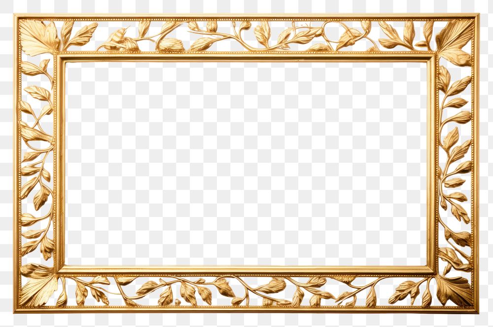 PNG  Botanical gold frame vintage backgrounds white background rectangle. AI generated Image by rawpixel.