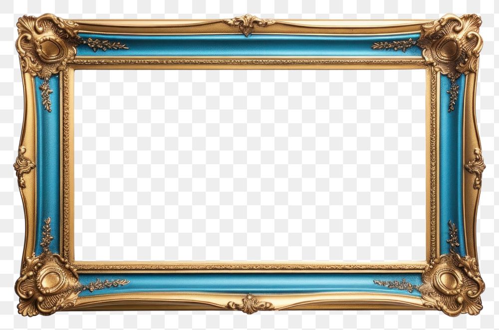 PNG  Frame gold blue white background. AI generated Image by rawpixel.