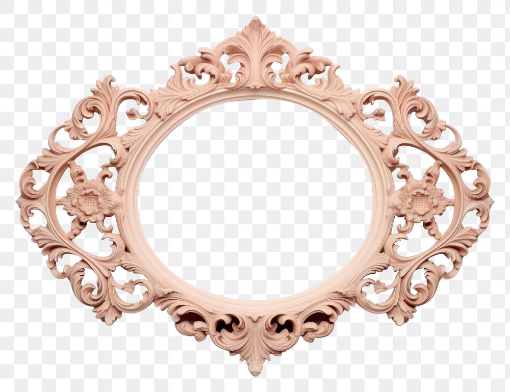PNG  Oval Rococo mirror photo white background. AI generated Image by rawpixel.