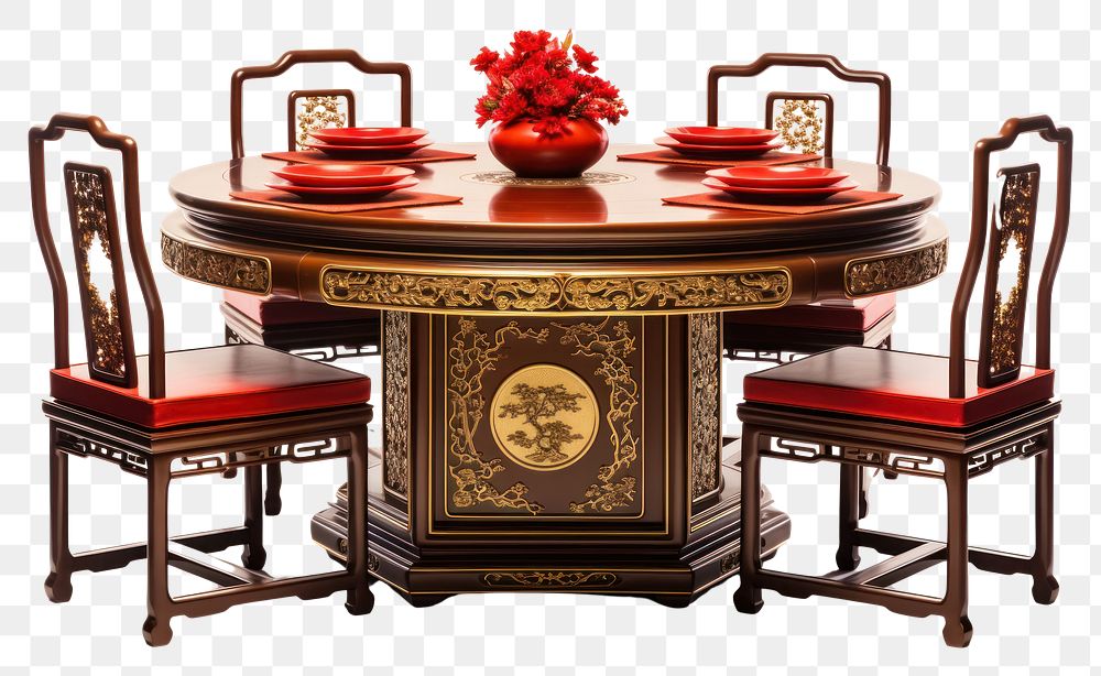 PNG Beautiful chinese dining table architecture furniture chair. AI generated Image by rawpixel.