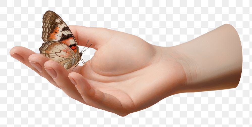 PNG Butterfly hand holding animal
