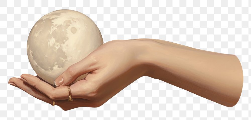 PNG Moon hand holding sphere