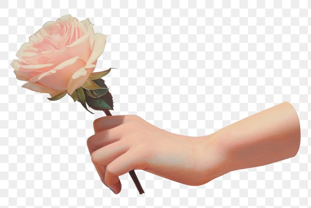 PNG Rose painting holding flower. AI generated Image by rawpixel.